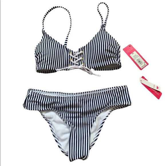 Xhilaration | blue and white stripe bikini NWT - Picture 1 of 8